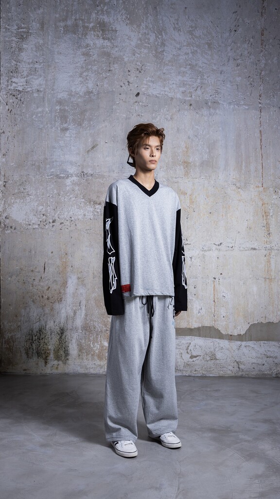 Long Sleeve Spine V Neck